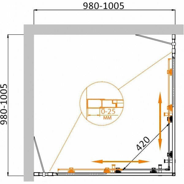 Душевой уголок (100х100) CEZARES MOLVENO MOLVENO-A-22-80+20-C-Cr-IV